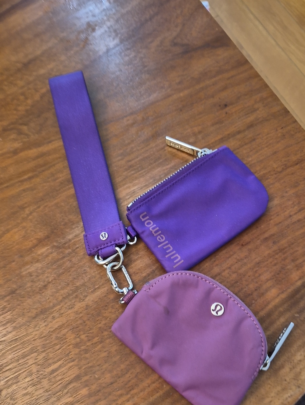 lululemon athletica Purple Wristlet and Two Zip Pouches